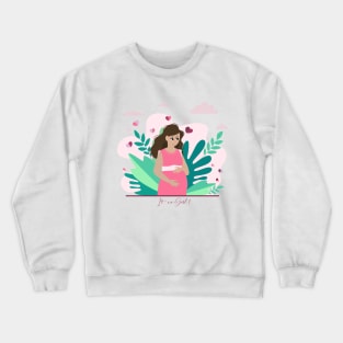 it's a girl! Pregnancy announcement illustration Crewneck Sweatshirt